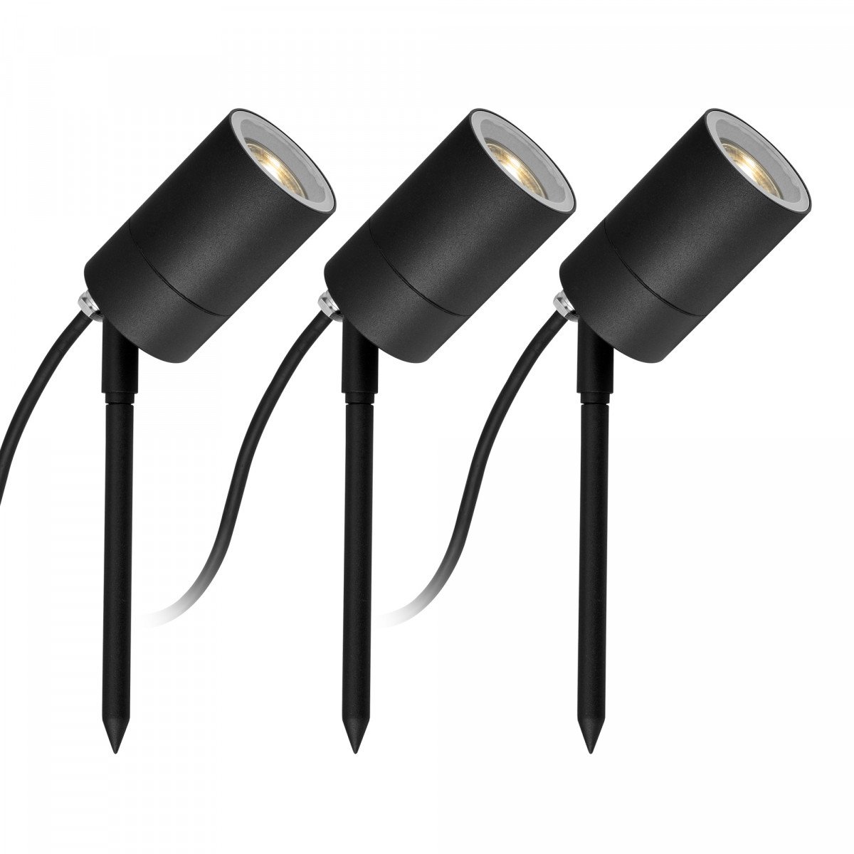 3x LED Gartenstrahler Anthrazit – Je 5W, 4000K, IP65, Mit Erdspieß & 2m Kabel, Drehbarer Kopf